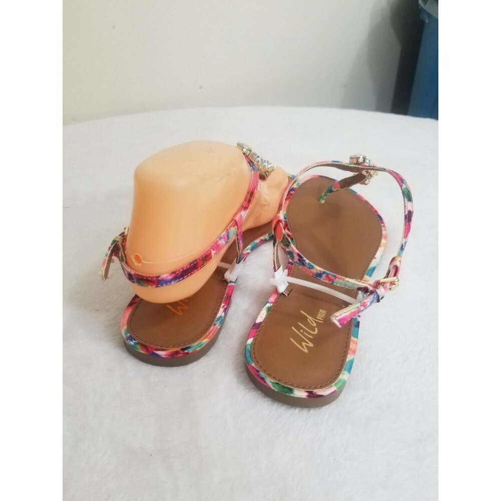 Women's Wild Pair "Camino" Open Toe Casual T-Strap Sandals, Pink Multi, Size 8.5 - Picture 4 of 8